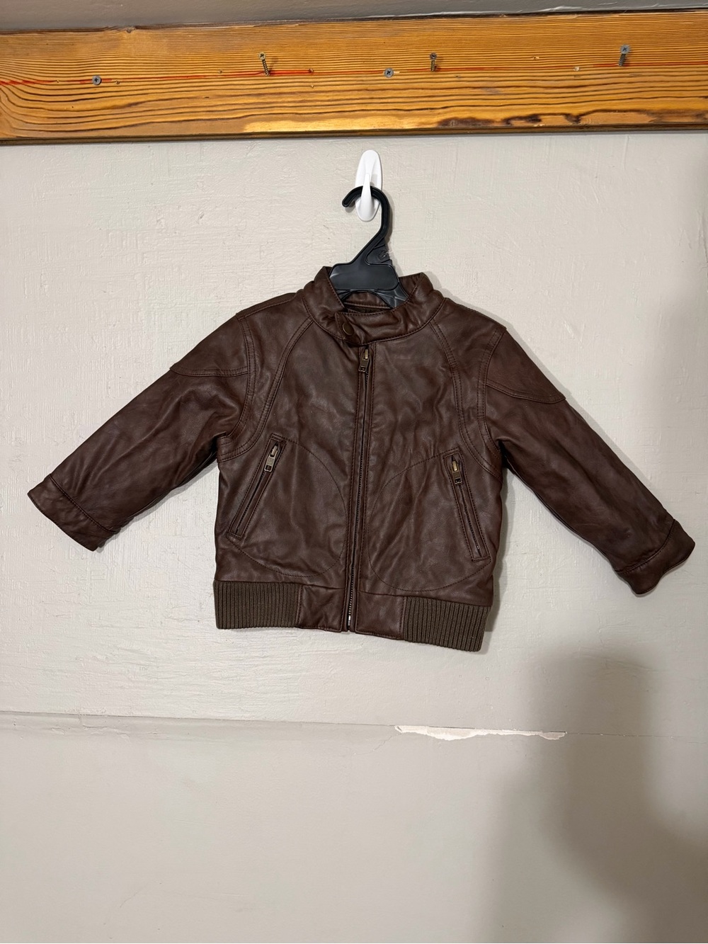 Baby GAP Dark Brown Faux Leather Bomber Jacket BRAND NEW